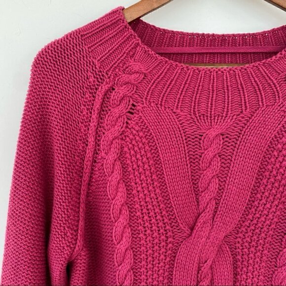 J. Jill  cable knit sweater with raglan sleeves and mock turtleneck, NWT - Picture 3 of 11